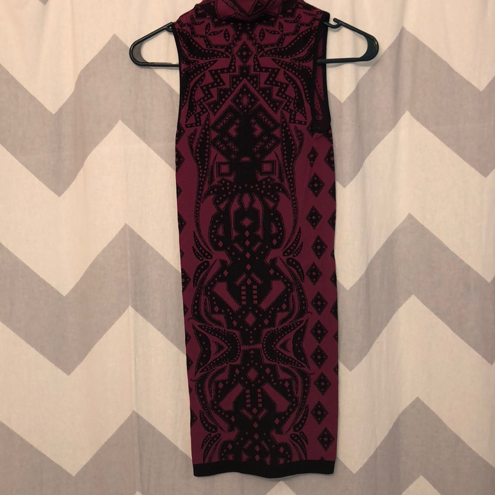 Free people maroon and black body con dress